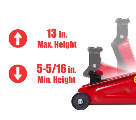 1.5 Ton Hydraulic Trolley Floor Jack With Blow Mold Carrying Case, Heavy Duty Steel Car Jack For DIY Garage Use, Red