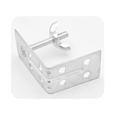2 Pack Silver L Shaped Brackets With Wing Nuts For Roman Shades No Fuss Installation Heavy Duty Metal Mounting Brackets close-up view