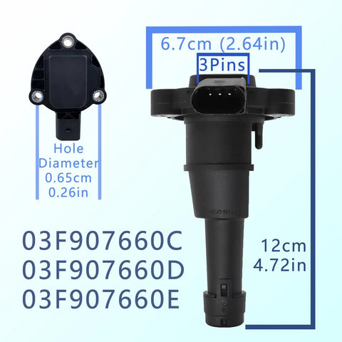 Engine Oil Level Sensor Replacement 03F907660C D E diagram with measurements for Audi A3 2015-2020 and VW Golf GTI Jetta Passat