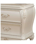 Timeless Tradition Nightstand With Granite Top In Pearl White Veneer, Full Extension Drawer Glides, Felt Lined Top Drawer