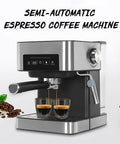 High Pressure Espresso Coffee Maker With Milk Frother Automatic Filter Fast 10 Second Brew Home Cafe Machine For Lattes And Cappuccinos Electric Coffee Pot All In One Kitchen Appliance, showing front view with coffee cups