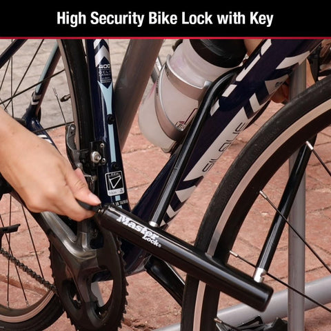 Six And One Eighth Inch Wide U Lock With Eight Inch Shackle For Bikes Heavy Duty Bicycle Lock With Hardened Steel Body Weatherproof Outdoor Security Includes Carrier Bracket For Easy Transport securing bike