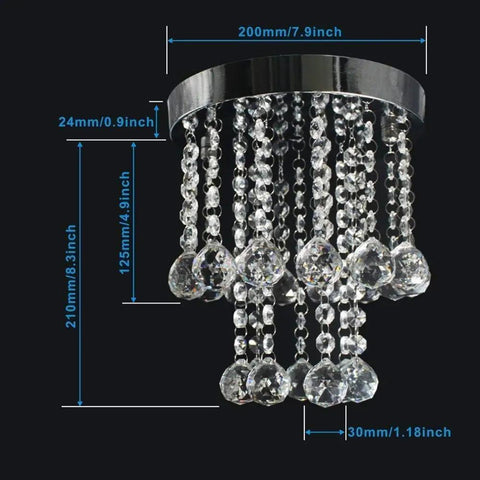 Mini Crystal Chandelier Ceiling Light Flush Mount For Hallways Kitchens Bars And Dining Rooms, Modern Acrylic Crystal Fixture