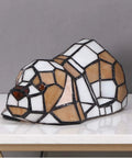 Tiffany Style Stained Glass Accent Dog Table Lamp For Home Decor Orange Lit Pup Vibe 10 Inches Long 5 Inches Wide 4.3 Inches High Uses 25W E12 Bulb LED Included For Warm White Light