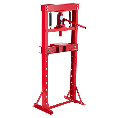 Heavy Duty Hydraulic Shop Press 6 To 20 Ton H Frame Floor Press With Adjustable Bed Steel Plates And Bearing U Joint Capabilities For Garage Bending Metalworking And More Red