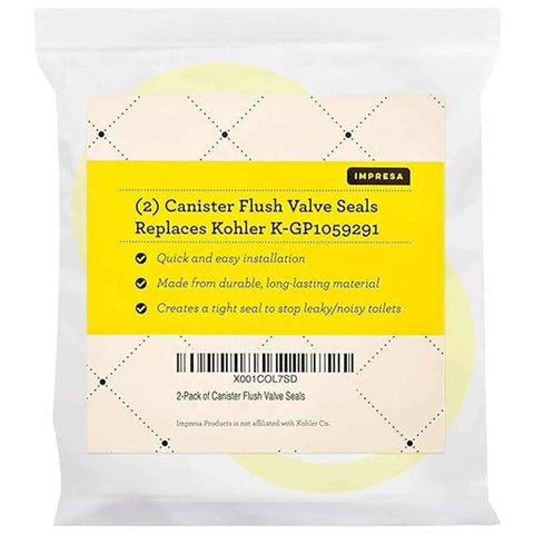 Two Pack Yellow Canister Flush Valve Seal Kit For Kohler Toilets Replacement Ring And Gasket Fits K-GP1059291 And 2475620 bag