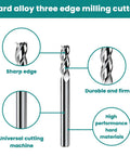 Carbide Square End Mill Set Three Flute Cutter For Milling Alloy Steel Aluminum Copper Durable Stable Tool Reduces Vibration