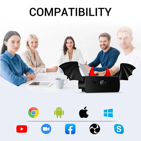 Heavy Duty 1080P Webcam With Crisp Stereo Mic Full Hd Gaming Streamer Rig For Usb Pc Console Setup, shown with compatibility logos.
