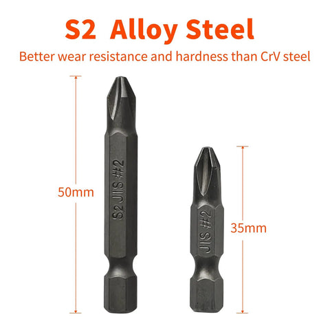 JIS Screwdriver Bit Set With Magnetic Tips 35mm And 50mm One Quarter Inch Hex Shank S2 Alloy Steel Pro Grade For Japanese Cars Motorcycles Bicycles And Other Gear Maintenance