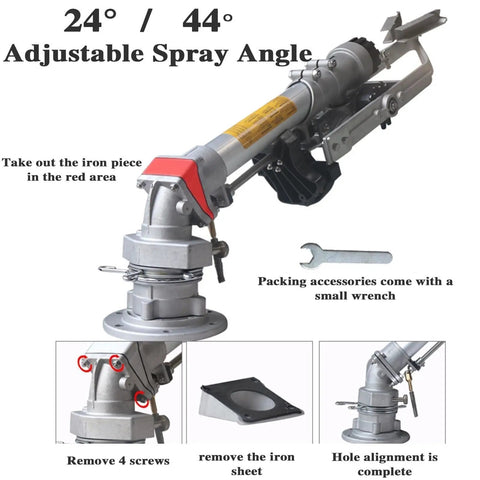 360 Degree Rotating Adjustable Impact Sprinkler For Farm Irrigation And Industrial Use with wrench and accessories