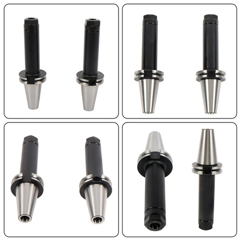 Super Cool Timunr CAT40-ER20 Tool Holder Set With 6 Inch Collet Chucks showing tools with hardened alloy body for CNC use.