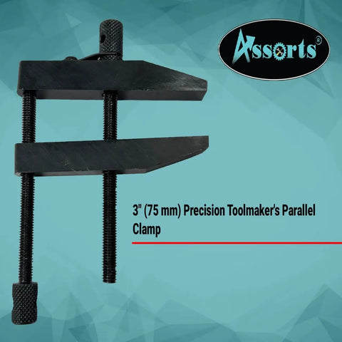 3 Inch Toolmaker's Parallel Clamp With Premium Tool Steel Construction For Durable Machining, Milling, Grinding And Inspection, 75 Mm Capacity, Precise Parallelism For Small Workpieces, black toolmaker clamp