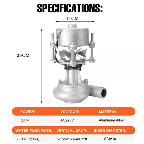Portable 500W Hydro Turbine Generator For Home Use Off Grid Ready Eco Friendly Micro Hydroelectric Power System With 220V Output And 110V Compatibility For Lighting And Monitoring Rugged Aluminum Housing