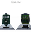 Front and rear views of 1/87 Scale Swiss G3-3 Rail Tram Vintage 1894 Steam Locomotive Model With Display Base, Plastic Collectible.