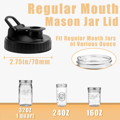 Total Game Changer Pour Spout Lids For Regular Mouth Mason Jars Heavy Duty Flip Caps Leak Proof Rubber Seal Zero Mess Liquid Dispenser For Coffee Tea Salad Dressing And Smoothies Black Four Piece Set
