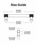 Size guide for Brushed Satin Nickel Cabinet Pulls 10 Pack with 5 Inch Hole Centers Knurled Kitchen Cabinet Handles