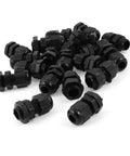 25 Pack PG7 Black Plastic Waterproof Cable Glands Joints For 3 To 6.5mm Wires With 9mm Thread IP68 Seal Nylon Durable Kit