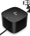 Smooth Running Thunderbolt 4 Docking Station With Dual Type C And Dual Display Links For Crisp 4K Screens, Solid Ethernet Port, Four Quick Usb A Slots, Cross Platform Magic With Snappy Built In Camera, top view.