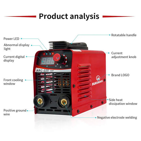 Compact 225A Arc MMA Welder 110V Portable Handheld Rig With IGBT Digital LCD Display Hot Start Feature Includes Electrode Holder Crimping Tool And Electric Brush For DIY Projects