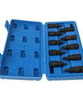 Rock Solid 10PC Socket Adapter Set With 1/2 Inch Drive Bit Holder Featuring T20 To T70 Star Head Screwdriver Bits Made From Heavy Duty Chrome Vanadium Steel For All Your Tough Jobs And Serious DIY Repairs This Kit Is A Total Game Changer For Any Garage. 10-piece case open