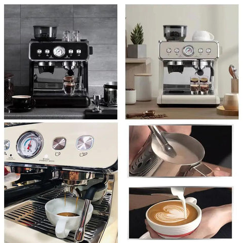 Top Tier Automatic Espresso Machine With Built In Conical Burr Grinder And Adjustable Coarseness For Home Baristas Cranking Out Rich Lattes Morning Fuel in a modern kitchen setting.