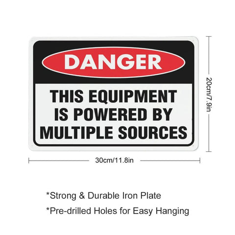 Danger Sign For Multiple Power Sources Supply This Equipment 8x12 Inch Weather Resistant Aluminum Plaque Pre Drilled For Home Entry Doors Office Spaces Yards And Maintenance Zones High Visibility, front view