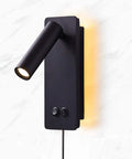 LED Reading Wall Light For Bedroom With Backlight Night Lamp Plug In Adjustable Wall Sconce Book Reading Lamp 3000K Warm White Black Finish