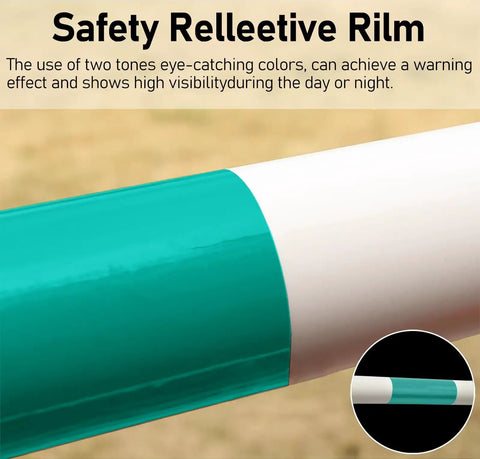 Close-up of Heavy Hitter Retractable Traffic Cone Barrier showing reflective two-tone design for high visibility during day or night.