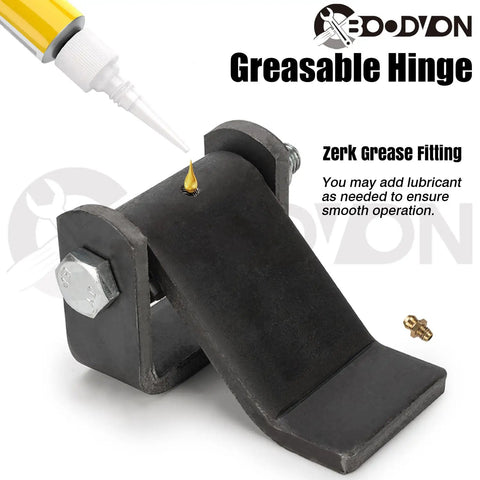 Weld On Trailer Hinges With Grease Fitting, Short Leaf Design Beefy Heavy Duty Dump Trailer Hinges, Raw Surface Finish Truck Trailer Door Hinge, 2 Pack For Easy Install black steel hinge with zerk fitting