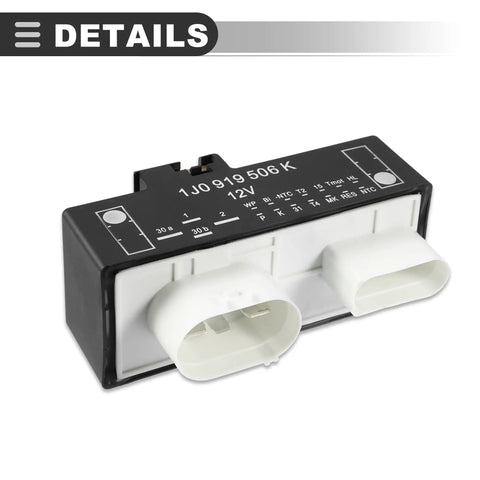 Plug N Play Electric Cooling Fan Control Module Relay For VW Beetle 2000 2010 Golf GTI Jetta 2000 2005 And Audi TT Vehicles Radiator Fan Control Unit Plastic Metal Durable Housing No 1J0919506K 902419, black and white module