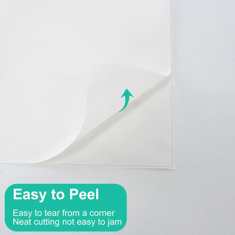 Image showing corner peel detail of the Printable White Full Sheet Sticker Paper Matte 8.5 By 11 Inches For Laser And Inkjet Printers 30 Sheets