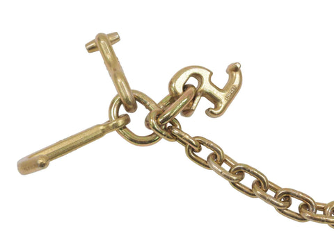Beefy 5/16 Inch Grade 70 V Chain Bridle With RTJ Cluster Hooks And Grab Hooks, 3 Ft Legs, Tow Truck Chains metal hook detail