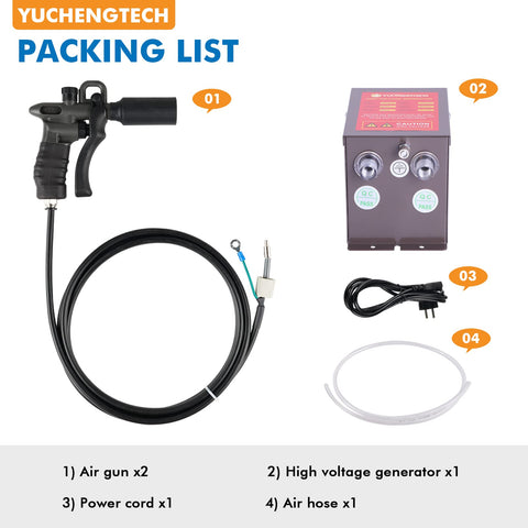 Beefed Up Dual Air Gun Ionizing Tool 7KV Static Eliminator with generator, power cord, and air hose for electronics PCB work.