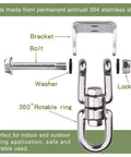 Heavy Duty 360 Degree Swivel Hanger Built Tough As Nails From Rustproof Stainless Steel Ceiling Bracket parts with bolts and locknut.
