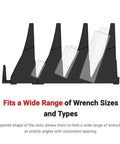 15-Tool Modular Wrench Organizer Set, 1-Tab and 3-Tab Configs, Compact Customizable Tool Organization, Patent Pending Design, Black Finish