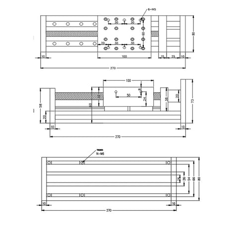 Technical diagram of Reinforced Dual Rail Ball Screw Linear Slide Kit For CNC Machines Heavy Duty Precision Cross Module