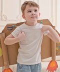 Child with cardboard wings from Screws Kit Top Up 180 Piece For Kids, Cardboard Construction Tools, STEM Educational Toys