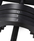 Close-up of the Ultimate Wheel Hub Removal Tool Set with C to U sizes, showing labeled metal rings D, E, F for DIY car maintenance.