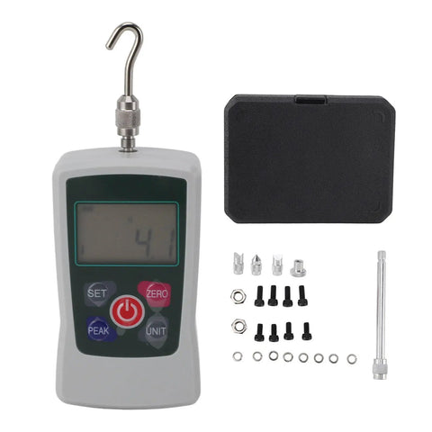Digital Force Tester With Built In Sensor 10N To 100N Push Pull Gauge For Material Mechanics Product Development And Quality Control With Accurate Digital Display, hook attachment and case