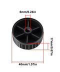 Image of Two Aluminum Alloy Potentiometer Knobs For 6.0mm Shaft Plum Blossom Axis Encoders 40mm Diameter 17mm Tall Black Dope Grip featuring measurements.