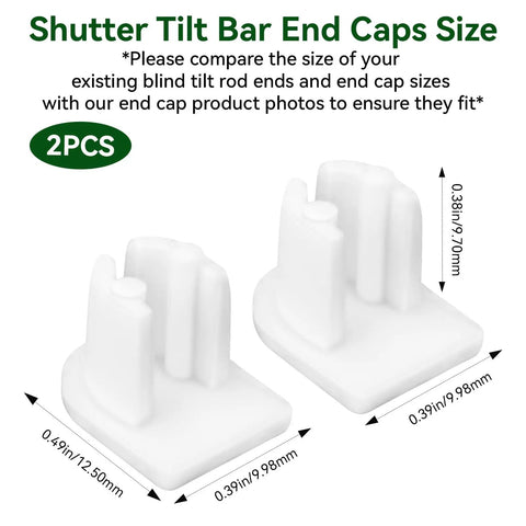 White vinyl end caps for plantation shutter tilt bars, 0.49x0.38x0.39 inches, End Cap Replacement Kit For Plantation Shutter Tilt Bars