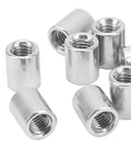 Ultimate 50-Piece M5 Threaded Coupling Nut Set Stainless Steel Round Connector Kit For Home Garage Pipe Repairs Heavy Machinery Fix It Up Fast, close-up of M5 stainless steel coupling nuts