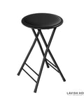 Backless Folding Stool, 24-Inch Tall, 225Lb Capacity, Handy Indoor Counter Bar Stool For Kitchen Or Rec Room, Black