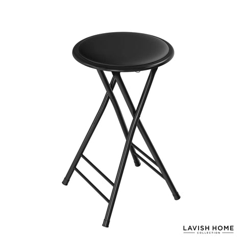 Backless Folding Stool, 24-Inch Tall, 225Lb Capacity, Handy Indoor Counter Bar Stool For Kitchen Or Rec Room, Black