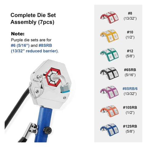 Complete Die Set Assembly for Heavy Duty Hydraulic Crimping Tool And Hose Crimping Machine Portable Power Tool for AC Pipe Die Sets.