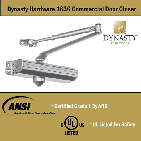 Beefed Up Aluminum Door Closer Adjustable Spring Three To Six Hydraulic Automatic Closer Series 1636 For Medium To High Traffic Doors In Commercial Settings Ideal For Storefronts Offices Restaurants And Public Entrances