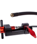 Pro Bike Hydraulic Disc Brake Tool Kit With Pneumatic Grippers, Oil Needle Install Tool shown with hose and insert press detail