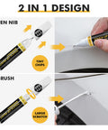 GMC Black GBA Touch Up Paint Kit For Cars 2 In 1 Scratch Remover Pen With Color Matched Finish showing pen nib and brush application