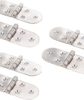 Six Piece Stainless Steel Flush Mount Cabinet Hinges Set Semicircle Design 80x30x2mm Durable Furniture Hardware displayed