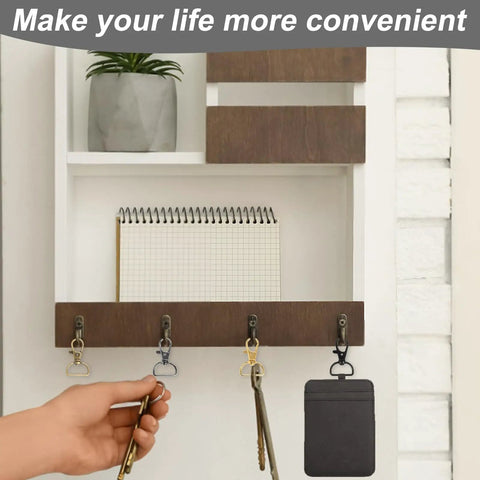 Top Shelf Swivel Clasp Clip Hooks 60 Pack For Keychain Making And Lanyards Featuring Badass D Ring Metal Hardware. Wall hook display with keys.